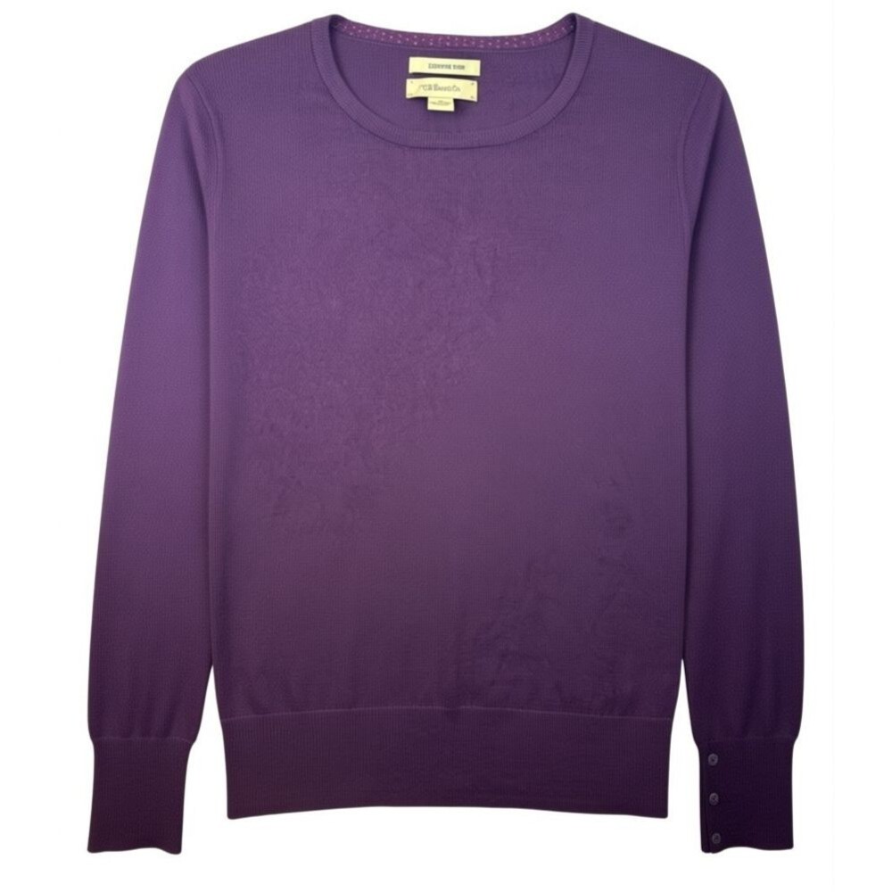 Bass Sweater Large Purple Cotton Cashmere Pullover Lightweight Round Neck